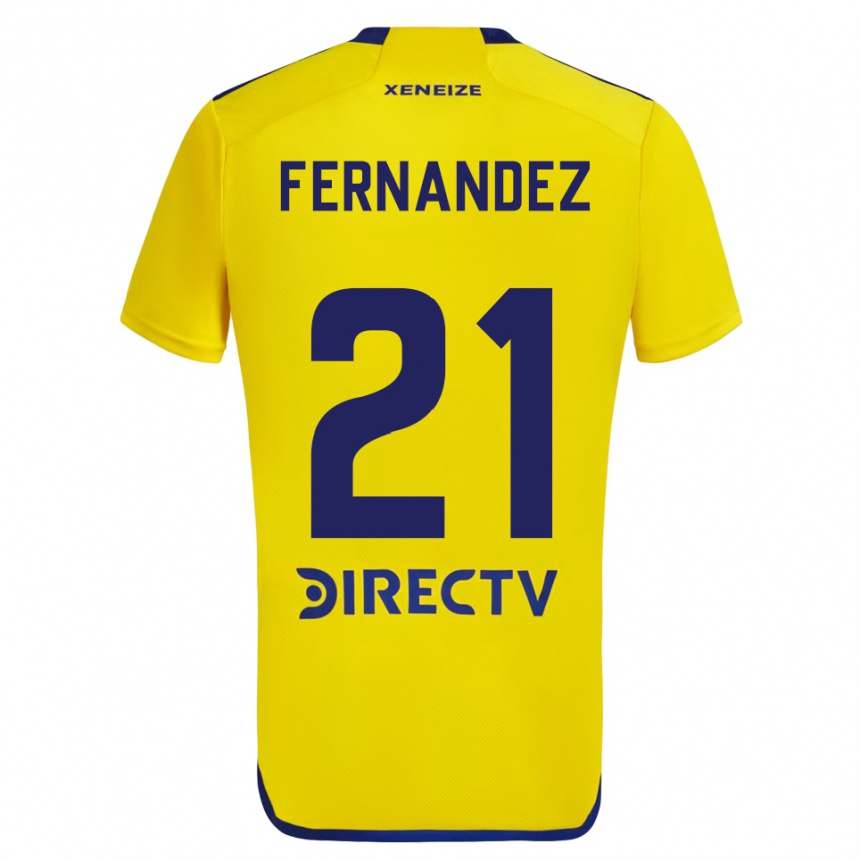 Vaikiškas Ezequiel Fernández #21 Geltona Mėlyna Išvykos Marškinėliai 2024/25 T-Shirt