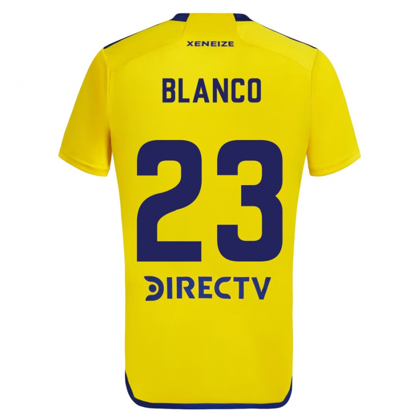 Vaikiškas Lautaro Blanco #23 Geltona Mėlyna Išvykos Marškinėliai 2024/25 T-Shirt