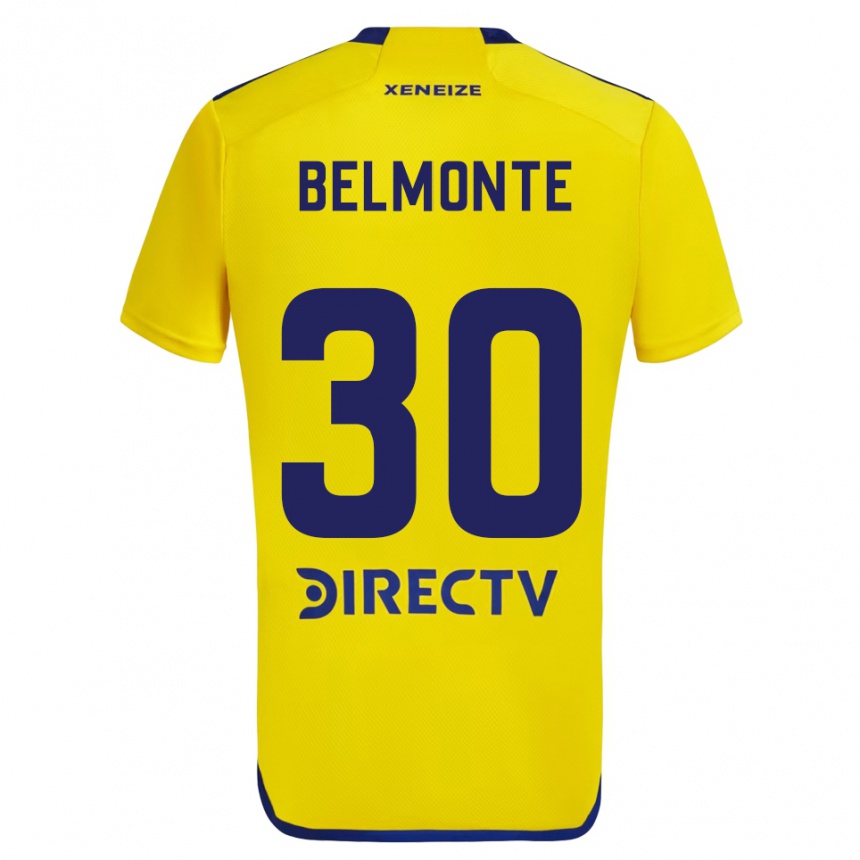 Vaikiškas Tomás Belmonte #30 Geltona Mėlyna Išvykos Marškinėliai 2024/25 T-Shirt