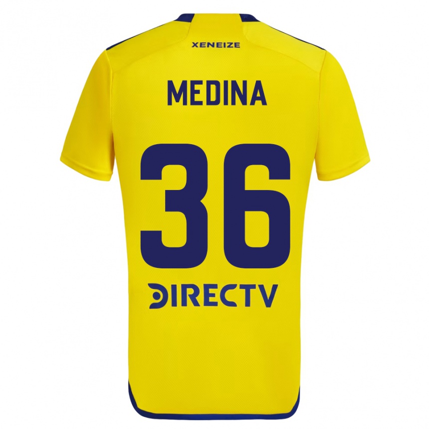 Vaikiškas Cristian Medina #36 Geltona Mėlyna Išvykos Marškinėliai 2024/25 T-Shirt