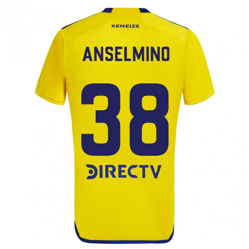 Vaikiškas Aarón Anselmino #38 Geltona Mėlyna Išvykos Marškinėliai 2024/25 T-Shirt