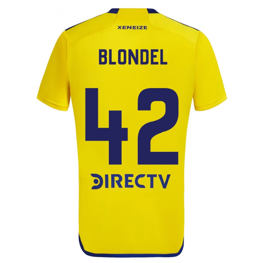 Vaikiškas Lucas Blondel #42 Geltona Mėlyna Išvykos Marškinėliai 2024/25 T-Shirt