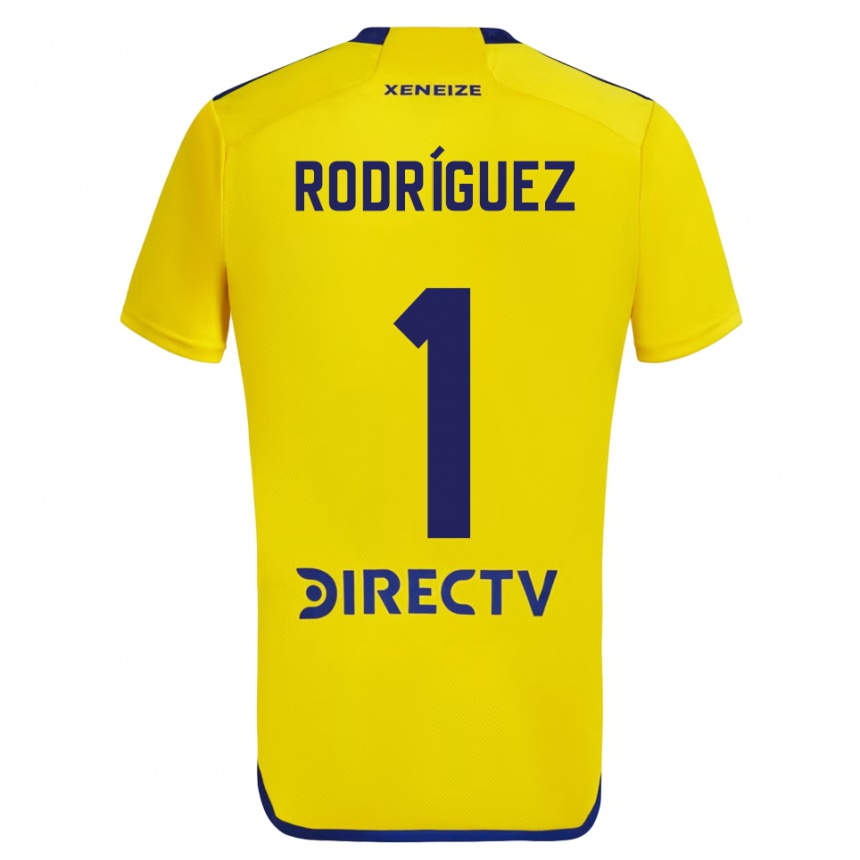 Vaikiškas Fernando Rodríguez #1 Geltona Mėlyna Išvykos Marškinėliai 2024/25 T-Shirt