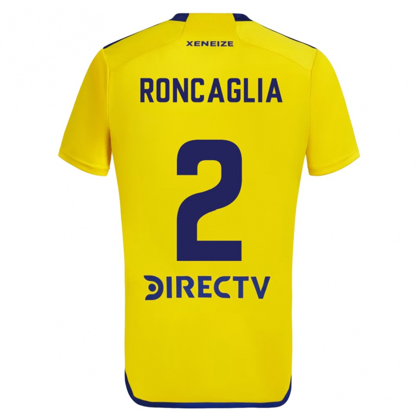 Vaikiškas Facundo Roncaglia #2 Geltona Mėlyna Išvykos Marškinėliai 2024/25 T-Shirt