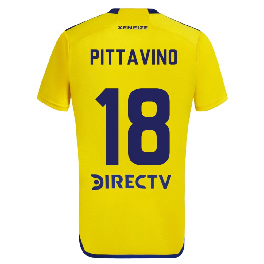 Vaikiškas Rodrigo Pittavino #18 Geltona Mėlyna Išvykos Marškinėliai 2024/25 T-Shirt