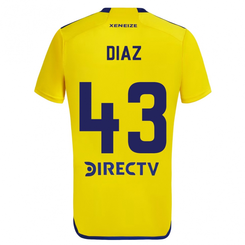 Vaikiškas Tomás Díaz #43 Geltona Mėlyna Išvykos Marškinėliai 2024/25 T-Shirt