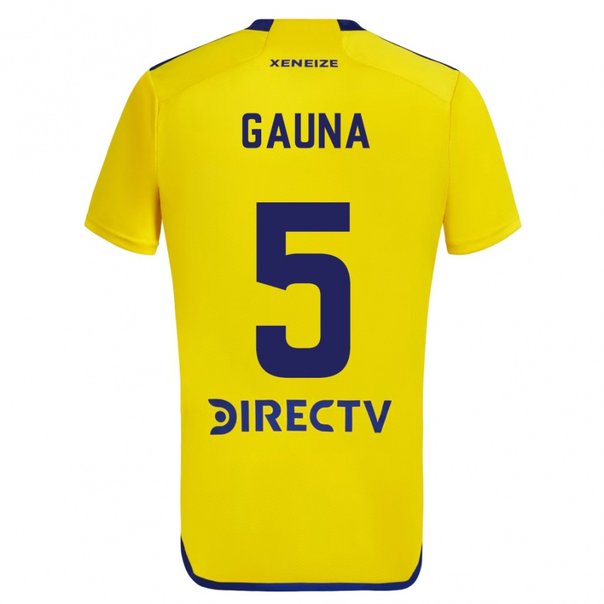 Vaikiškas Santiago Gauna #5 Geltona Mėlyna Išvykos Marškinėliai 2024/25 T-Shirt