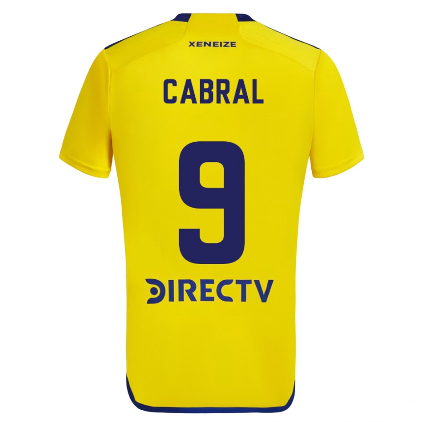 Vaikiškas Bruno Cabral #9 Geltona Mėlyna Išvykos Marškinėliai 2024/25 T-Shirt