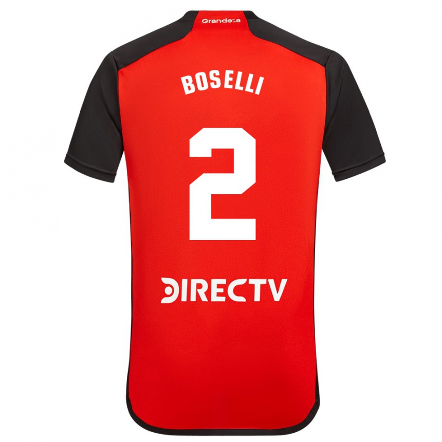 Vaikiškas Sebastián Boselli #2 Raudona Juoda Balta Išvykos Marškinėliai 2024/25 T-Shirt