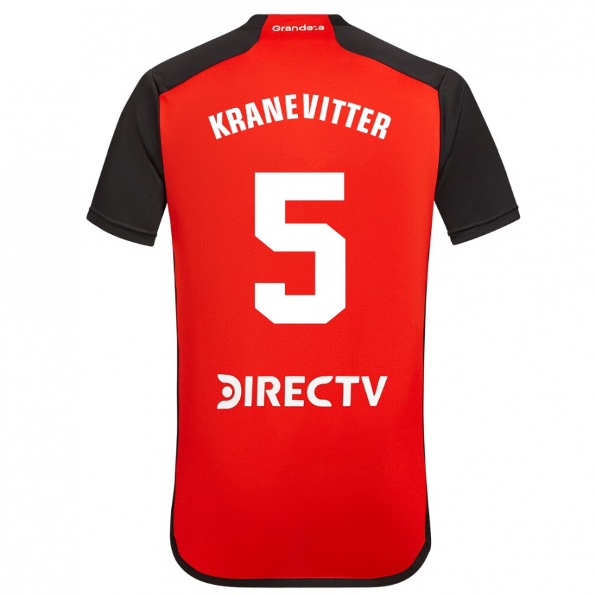 Vaikiškas Matías Kranevitter #5 Raudona Juoda Balta Išvykos Marškinėliai 2024/25 T-Shirt