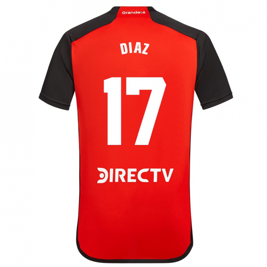 Vaikiškas Paulo Díaz #17 Raudona Juoda Balta Išvykos Marškinėliai 2024/25 T-Shirt