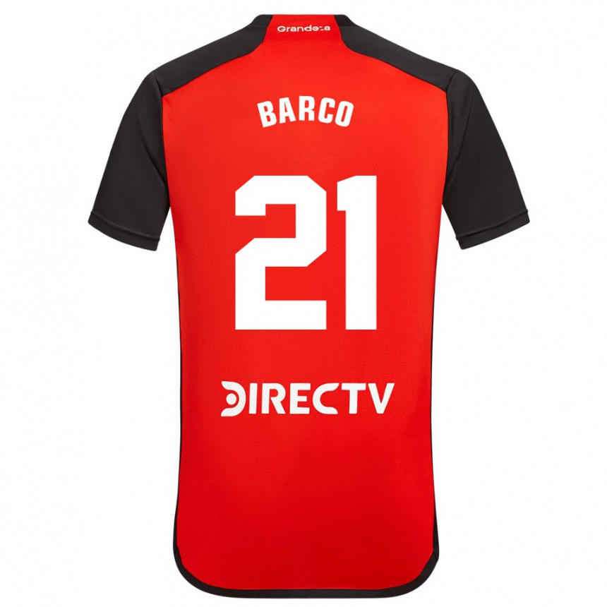 Vaikiškas Esequiel Barco #21 Raudona Juoda Balta Išvykos Marškinėliai 2024/25 T-Shirt