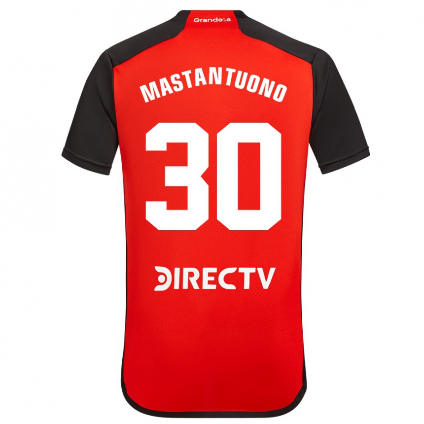 Vaikiškas Franco Mastantuono #30 Raudona Juoda Balta Išvykos Marškinėliai 2024/25 T-Shirt