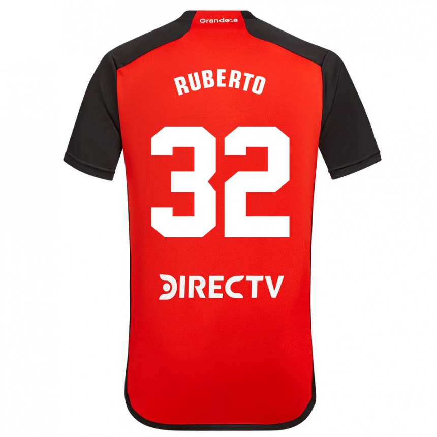 Vaikiškas Agustín Ruberto #32 Raudona Juoda Balta Išvykos Marškinėliai 2024/25 T-Shirt