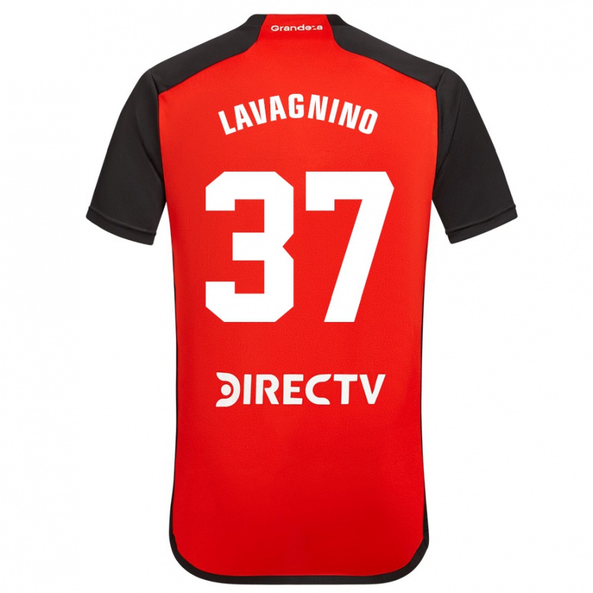 Vaikiškas Lucas Lavagnino #37 Raudona Juoda Balta Išvykos Marškinėliai 2024/25 T-Shirt