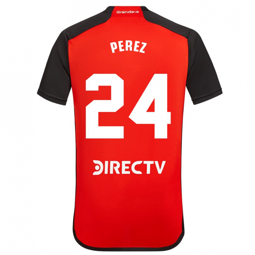 Vaikiškas Enzo Pérez #24 Raudona Juoda Balta Išvykos Marškinėliai 2024/25 T-Shirt