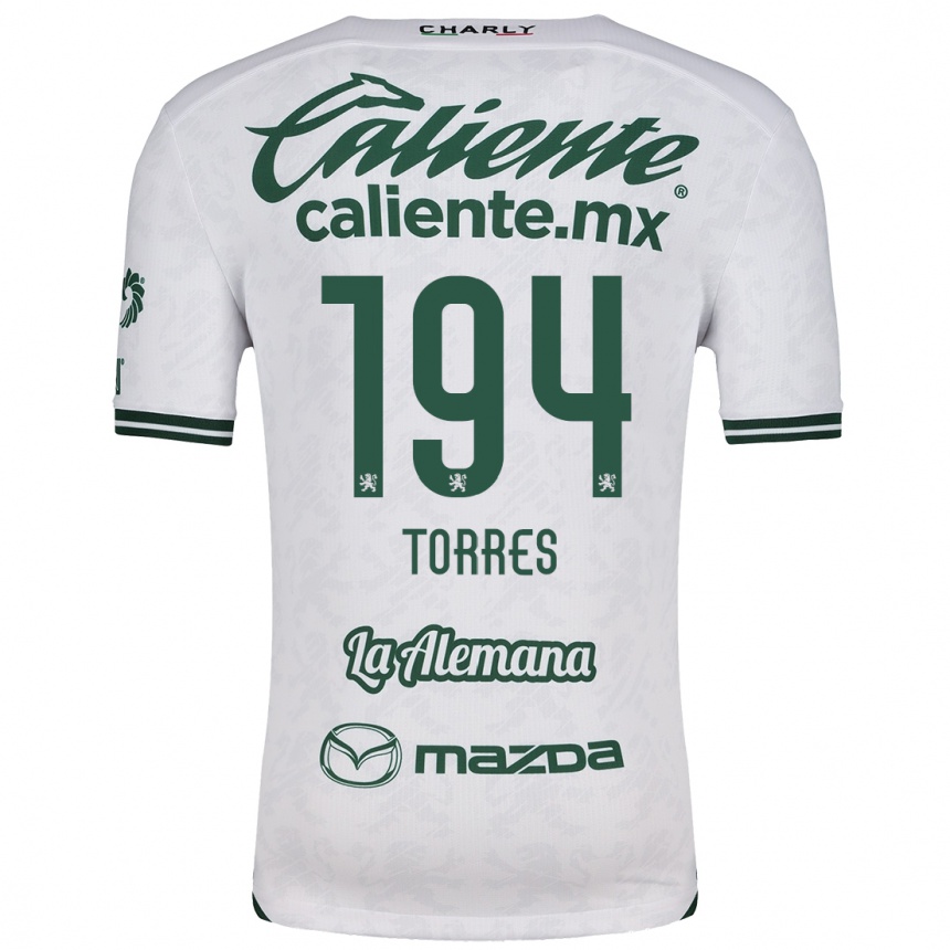 Vaikiškas Erick Torres #194 Balta Žalia Išvykos Marškinėliai 2024/25 T-Shirt