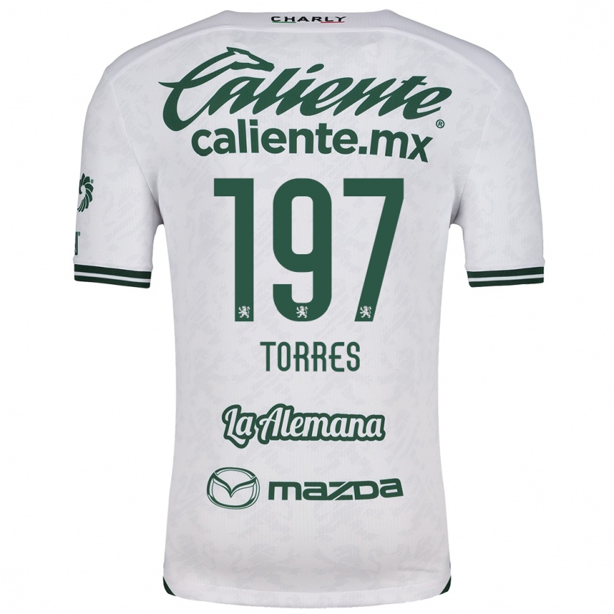 Vaikiškas Erick Torres #197 Balta Žalia Išvykos Marškinėliai 2024/25 T-Shirt