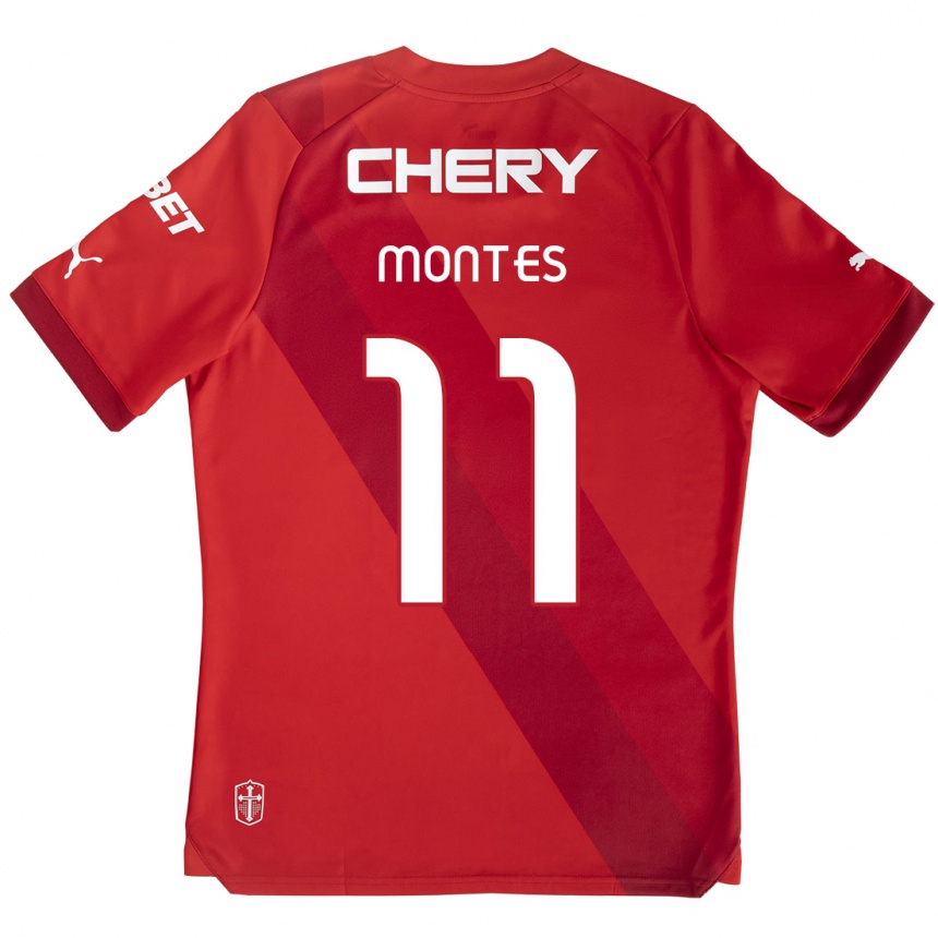 Vaikiškas Clemente Montes #11 Raudona Balta Išvykos Marškinėliai 2024/25 T-Shirt