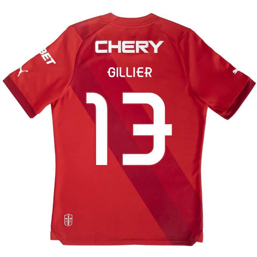 Vaikiškas Thomas Gillier #13 Raudona Balta Išvykos Marškinėliai 2024/25 T-Shirt