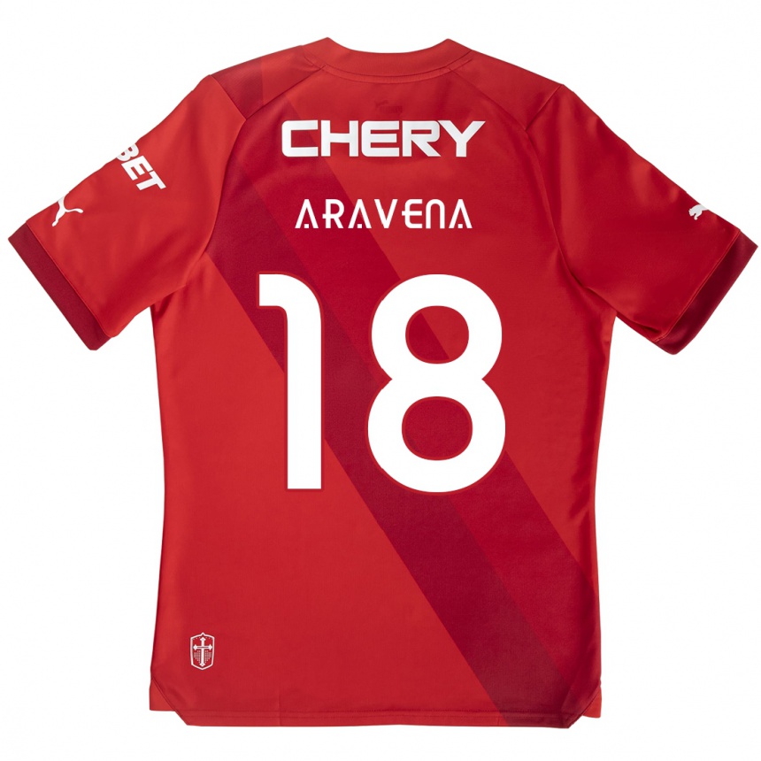 Vaikiškas Alexander Aravena #18 Raudona Balta Išvykos Marškinėliai 2024/25 T-Shirt