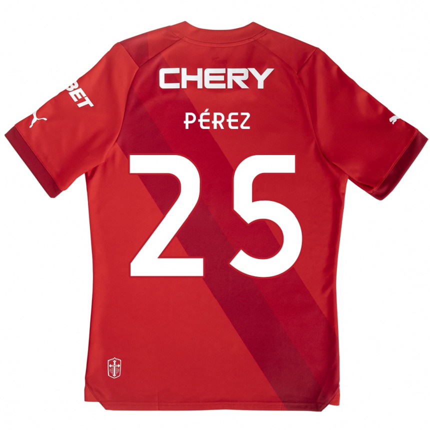 Vaikiškas Sebastián Pérez #25 Raudona Balta Išvykos Marškinėliai 2024/25 T-Shirt