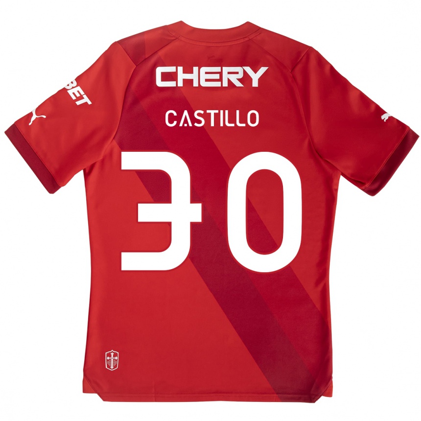 Vaikiškas Nicolás Castillo #30 Raudona Balta Išvykos Marškinėliai 2024/25 T-Shirt