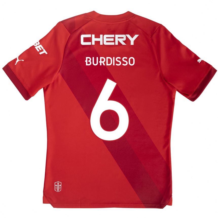 Vaikiškas Guillermo Burdisso #6 Raudona Balta Išvykos Marškinėliai 2024/25 T-Shirt