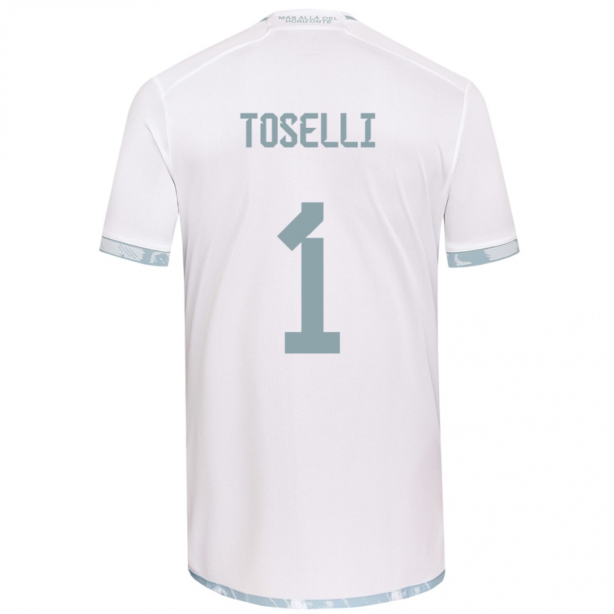 Vaikiškas Cristopher Toselli #1 Balta Pilka Išvykos Marškinėliai 2024/25 T-Shirt