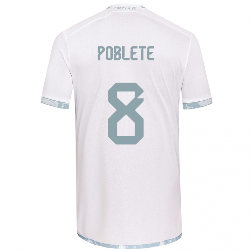 Vaikiškas Israel Poblete #8 Balta Pilka Išvykos Marškinėliai 2024/25 T-Shirt