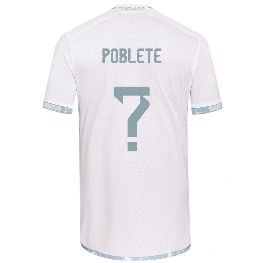 Vaikiškas José Poblete #0 Balta Pilka Išvykos Marškinėliai 2024/25 T-Shirt