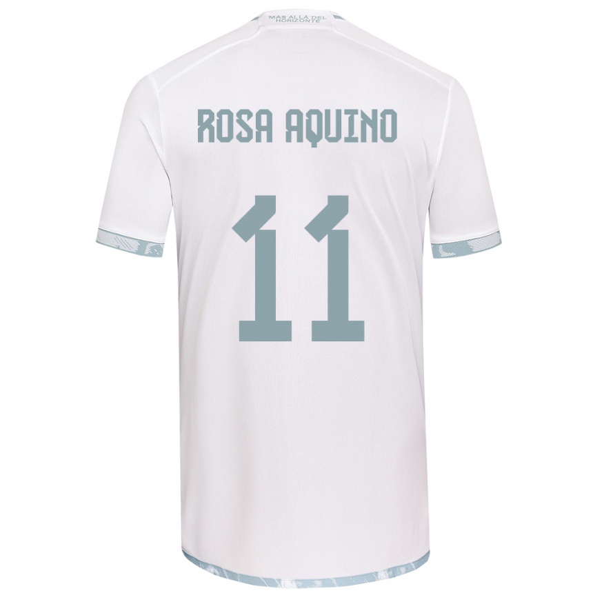 Vaikiškas Rosa Aquino #11 Balta Pilka Išvykos Marškinėliai 2024/25 T-Shirt