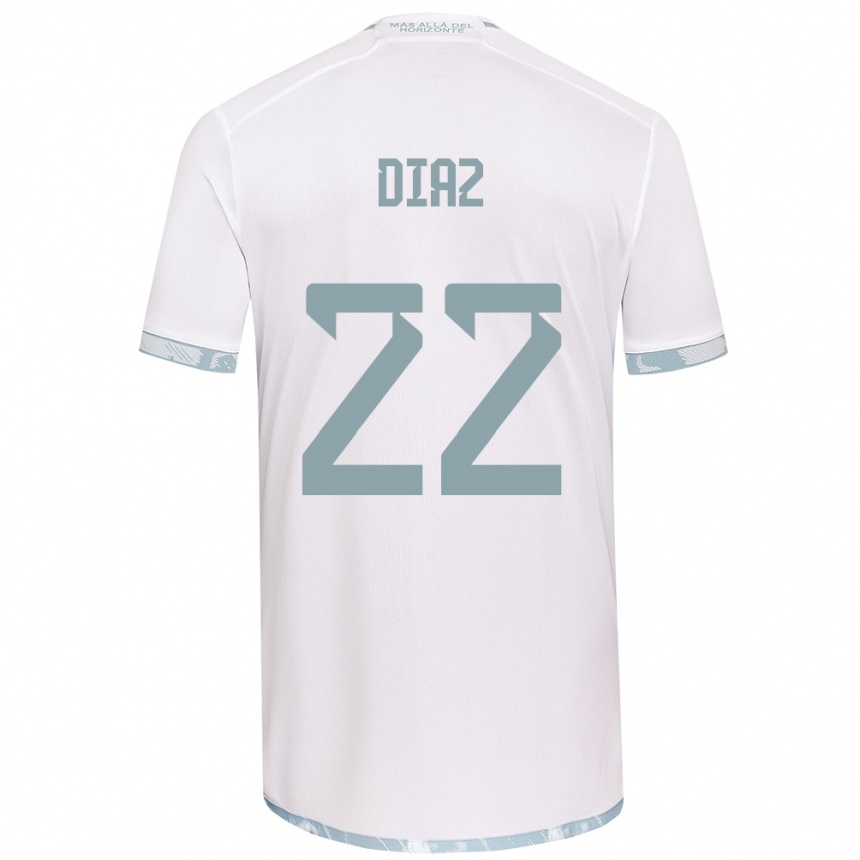 Vaikiškas Valentina Díaz #22 Balta Pilka Išvykos Marškinėliai 2024/25 T-Shirt