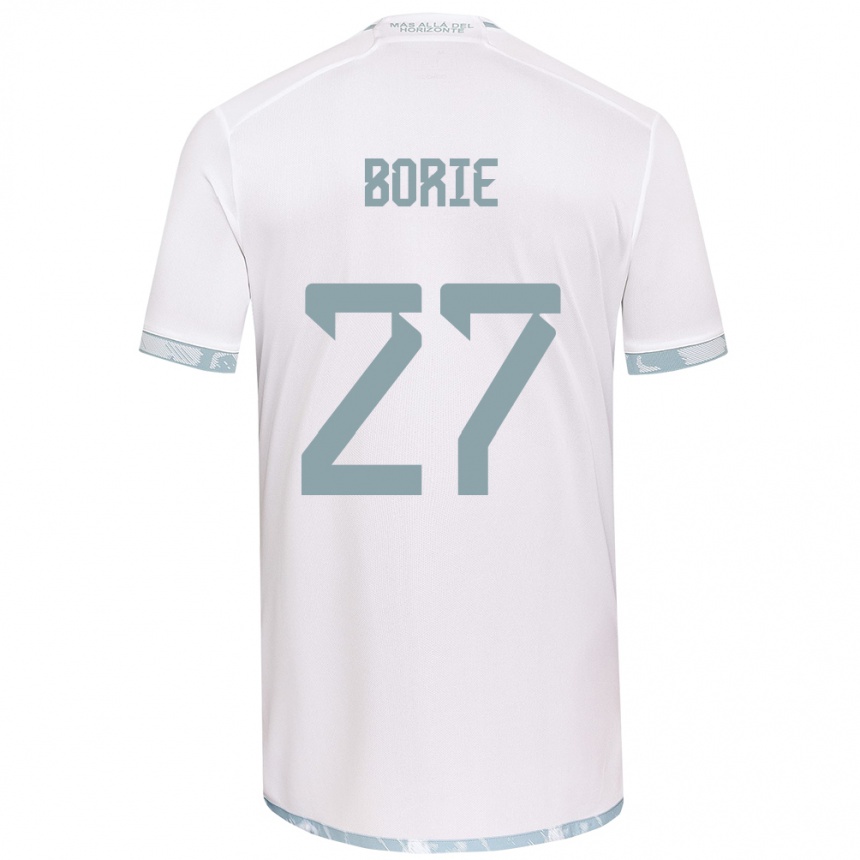 Vaikiškas Emilie Borie #27 Balta Pilka Išvykos Marškinėliai 2024/25 T-Shirt