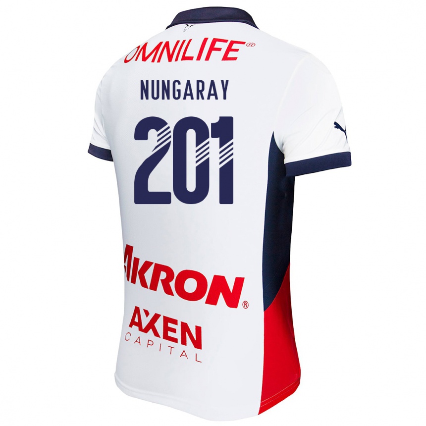 Vaikiškas David Nungaray #201 Balta Raudona Mėlyna Išvykos Marškinėliai 2024/25 T-Shirt