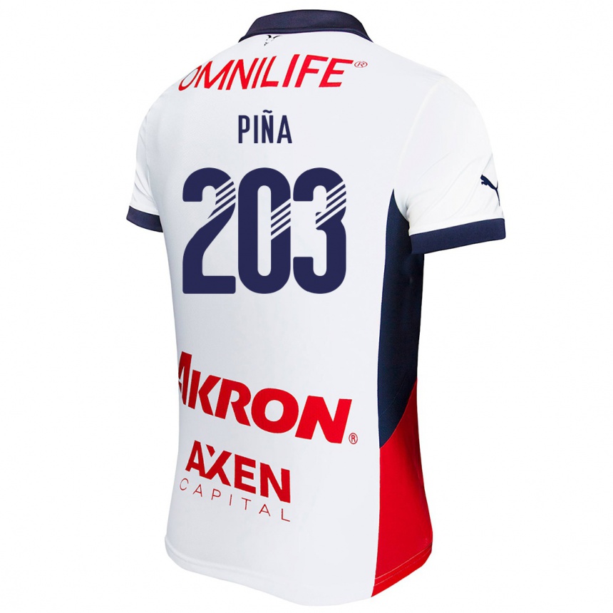 Vaikiškas Fernando Piña #203 Balta Raudona Mėlyna Išvykos Marškinėliai 2024/25 T-Shirt