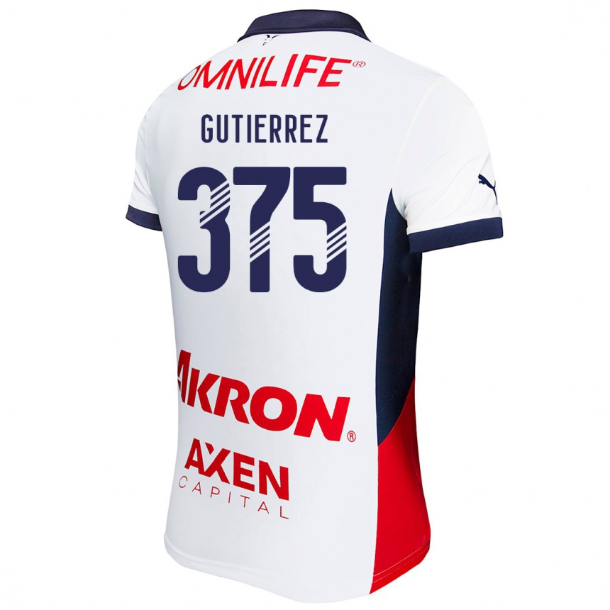 Vaikiškas Gerson Gutiérrez #375 Balta Raudona Mėlyna Išvykos Marškinėliai 2024/25 T-Shirt