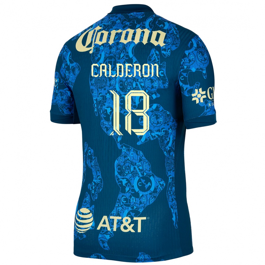 Vaikiškas Cristian Calderón #18 Mėlyna Geltona Išvykos Marškinėliai 2024/25 T-Shirt