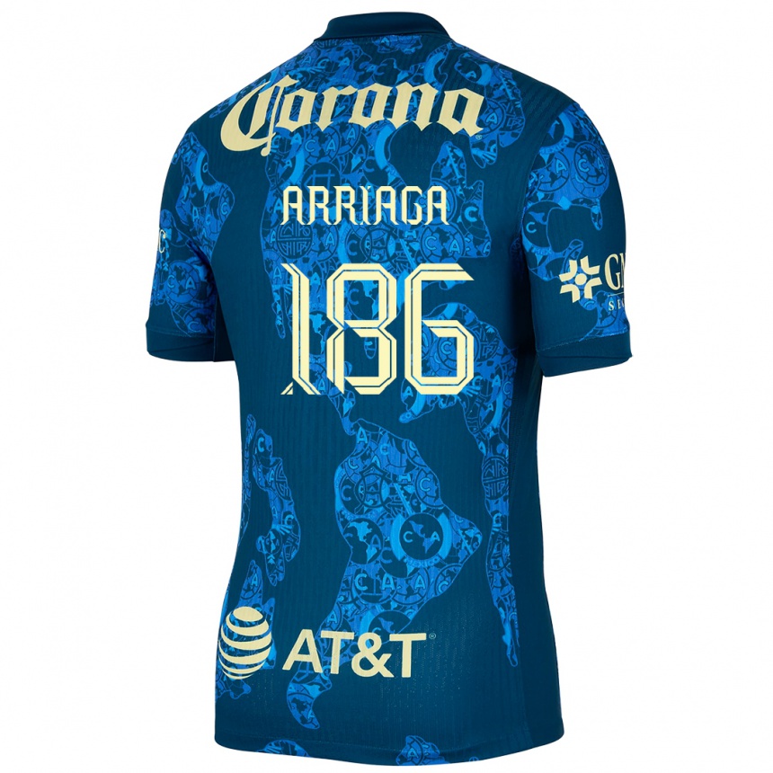 Vaikiškas Diego Arriaga #186 Mėlyna Geltona Išvykos Marškinėliai 2024/25 T-Shirt