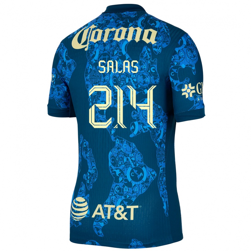 Vaikiškas Patricio Salas #214 Mėlyna Geltona Išvykos Marškinėliai 2024/25 T-Shirt