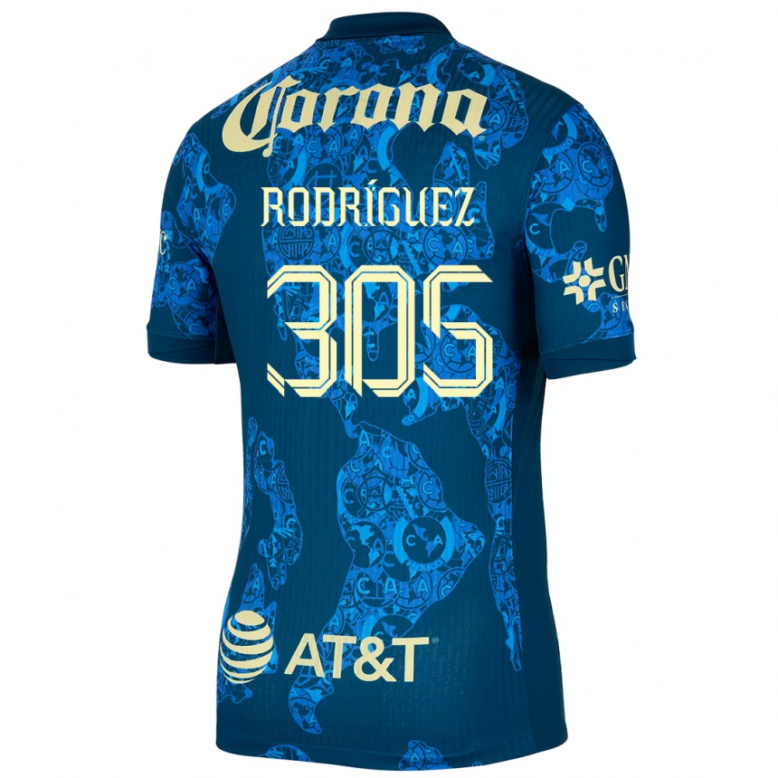 Vaikiškas Bryan Rodríguez #305 Mėlyna Geltona Išvykos Marškinėliai 2024/25 T-Shirt