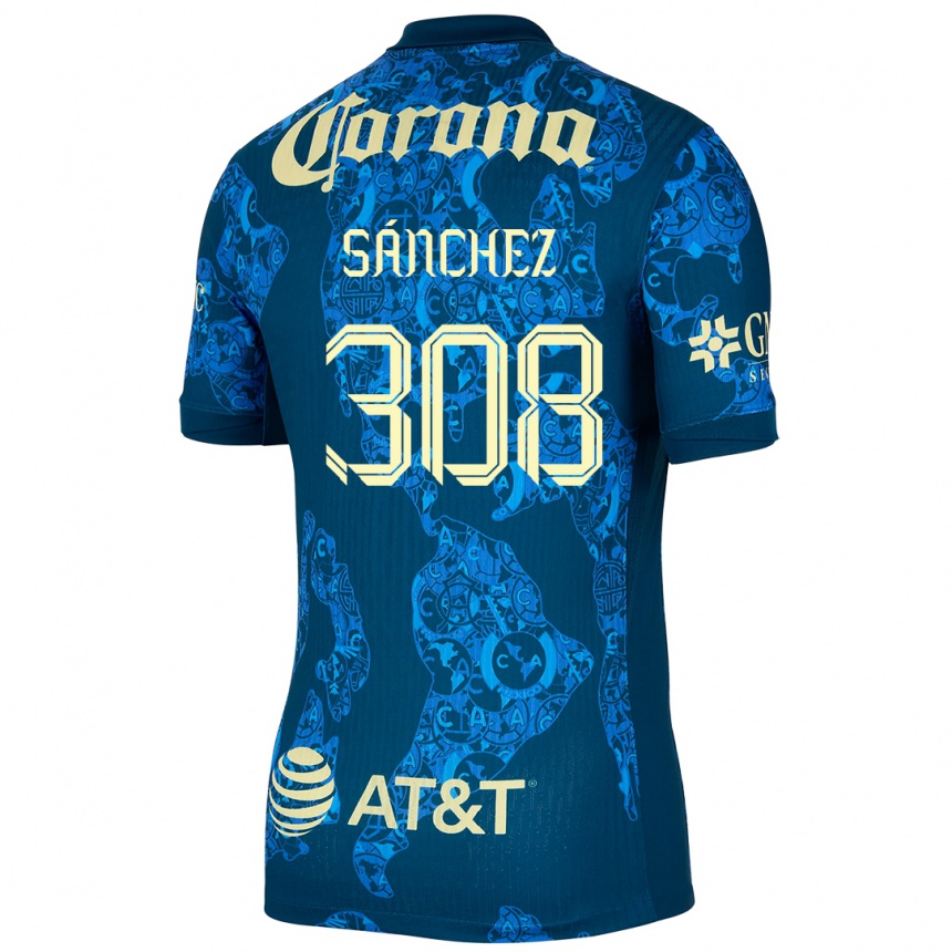 Vaikiškas Oswaldo Sánchez #308 Mėlyna Geltona Išvykos Marškinėliai 2024/25 T-Shirt