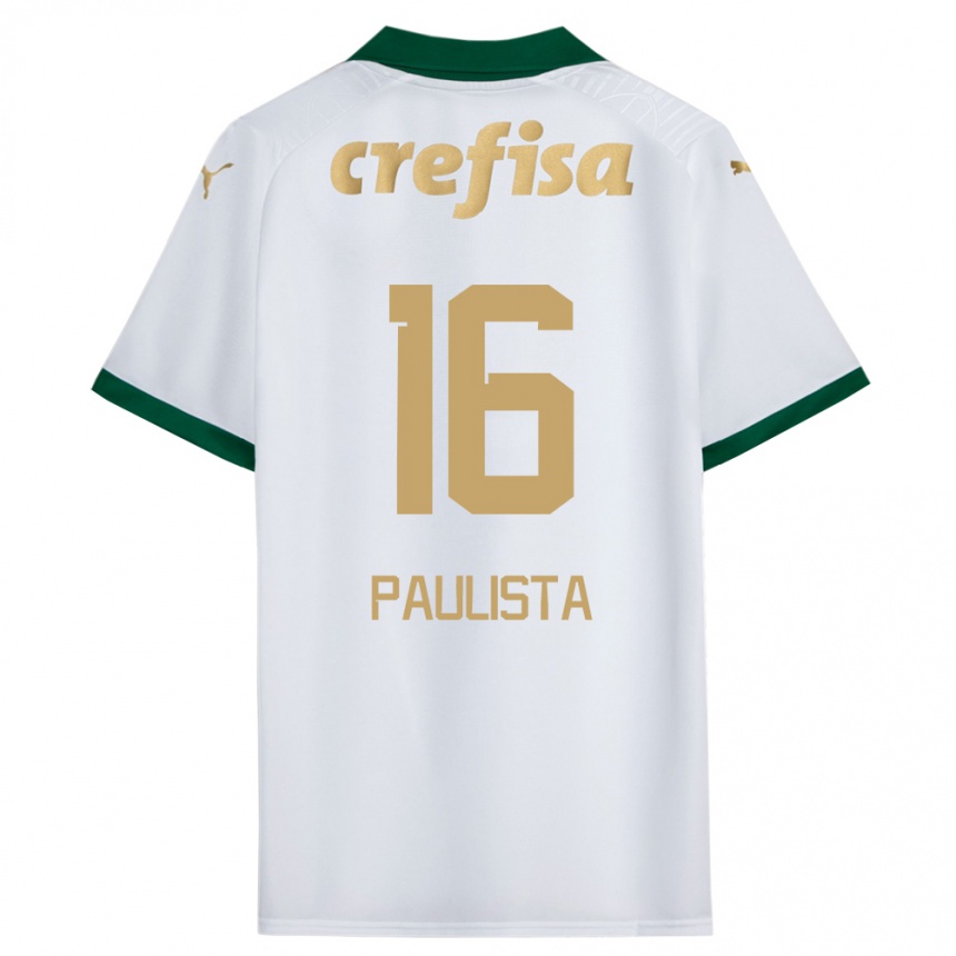 Vaikiškas Caio Paulista #16 Balta Žalia Išvykos Marškinėliai 2024/25 T-Shirt