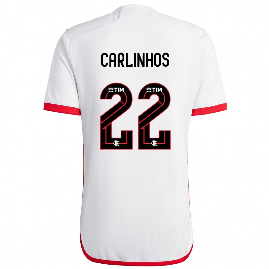 Vaikiškas Carlinhos #22 Balta Raudona Išvykos Marškinėliai 2024/25 T-Shirt