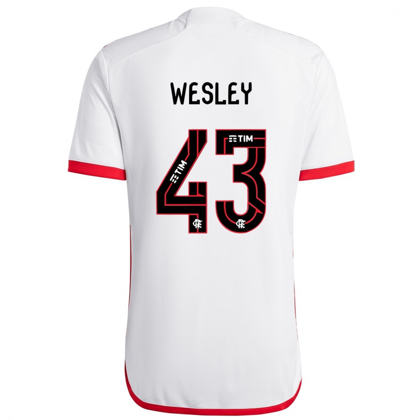 Vaikiškas Wesley #43 Balta Raudona Išvykos Marškinėliai 2024/25 T-Shirt