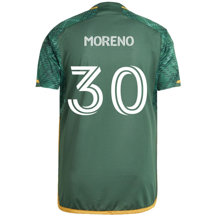 Vyrai Santiago Moreno #30 Žalia Oranžinė Namų Marškinėliai 2024/25 T-Shirt