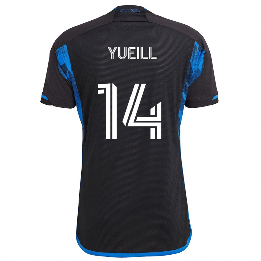 Vyrai Jackson Yueill #14 Mėlyna Juoda Namų Marškinėliai 2024/25 T-Shirt