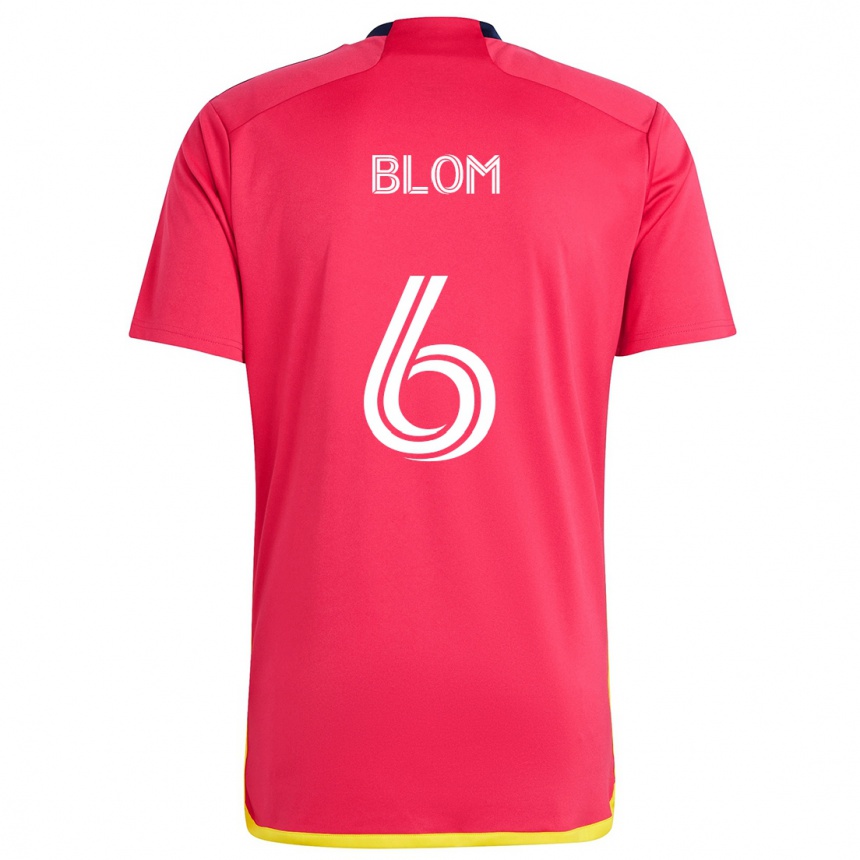 Vyrai Njabulo Blom #6 Raudona Melyna Namų Marškinėliai 2024/25 T-Shirt