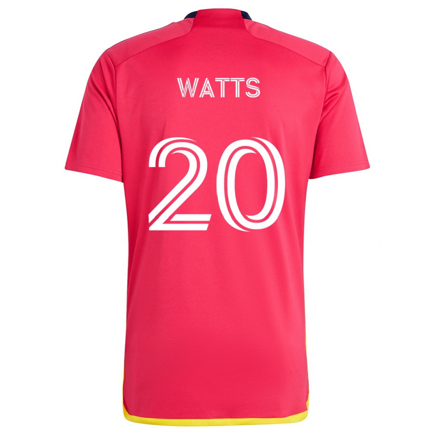 Vyrai Akil Watts #20 Raudona Melyna Namų Marškinėliai 2024/25 T-Shirt