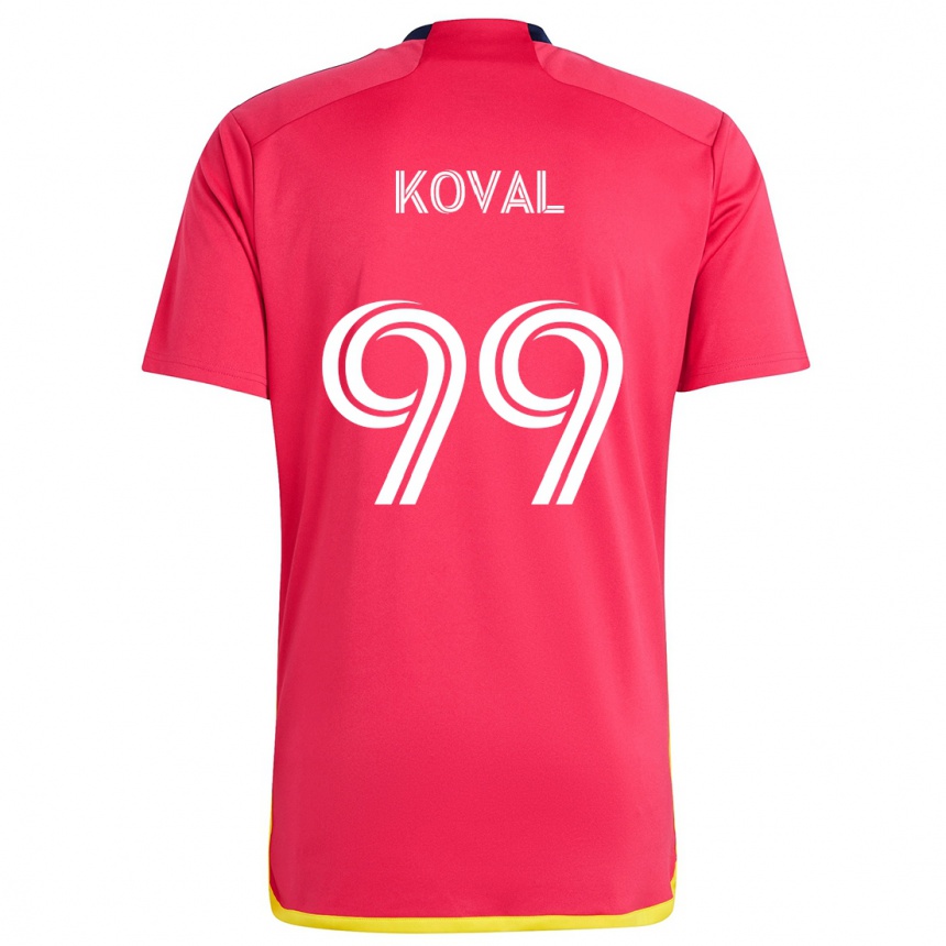 Vyrai Stanislav Koval #99 Raudona Melyna Namų Marškinėliai 2024/25 T-Shirt